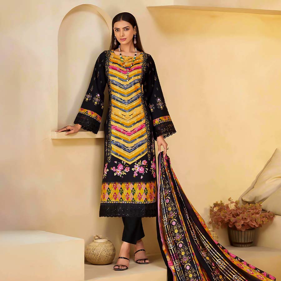 Black  Mix Cotton Printed Salwar Kameez