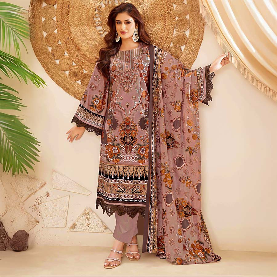 Salmon  Cotton Printed Salwar Kameez