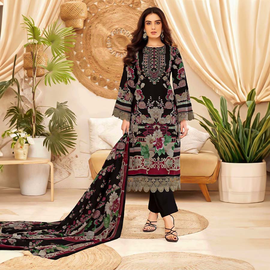 Black Cotton Printed Salwar Kameez