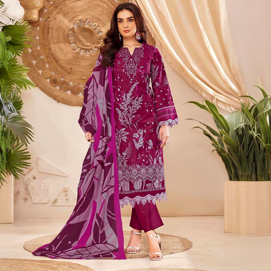 Magenta  Cotton Printed Salwar Kameez