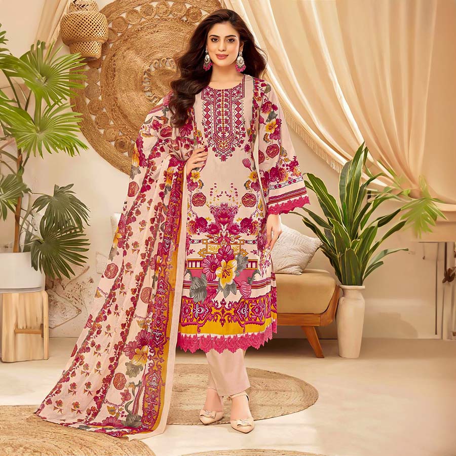 Salmon  Cotton Printed Salwar Kameez