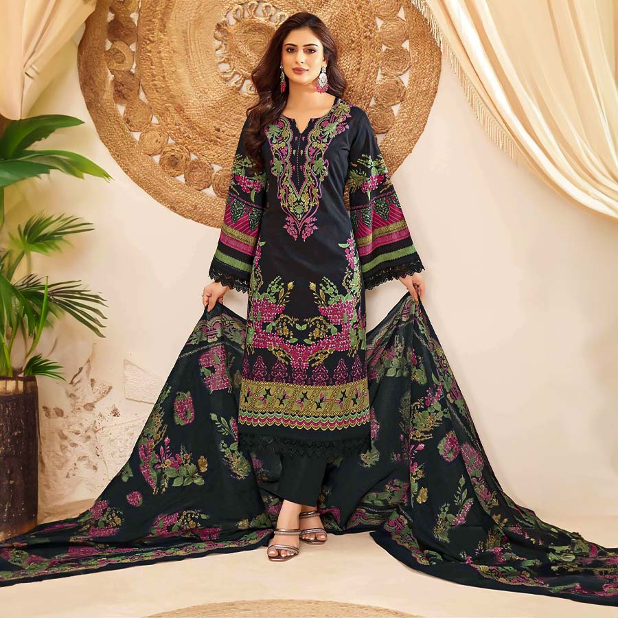 Black Cotton Printed Salwar Kameez