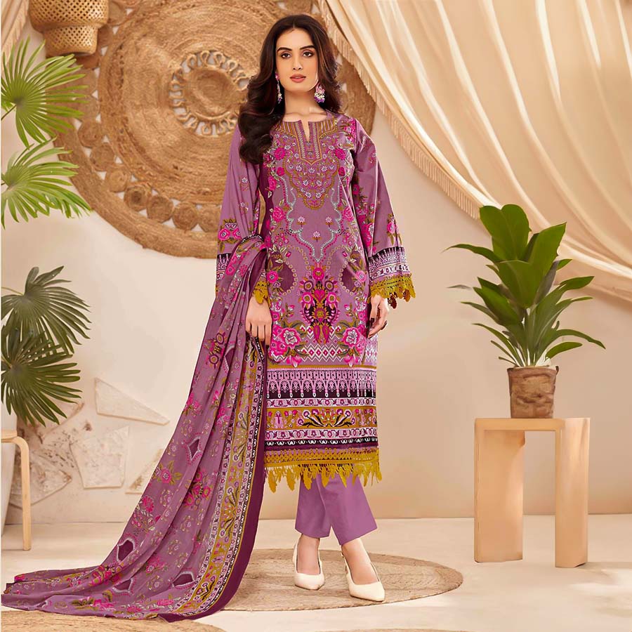 Purple Cotton Printed Salwar Kameez