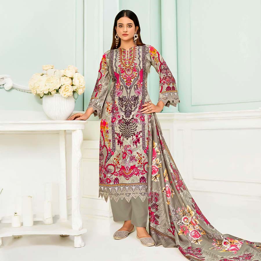 Grey  Cotton Casual Wear Salwar Kameez