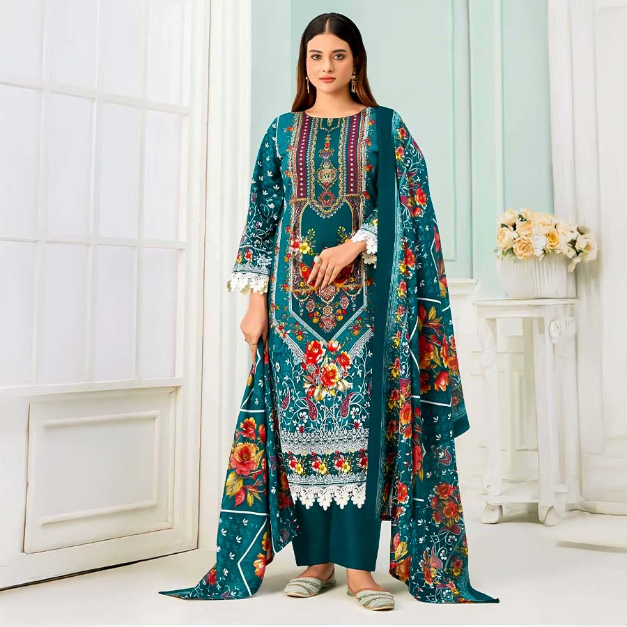 Green  Cotton Casual Wear Salwar Kameez