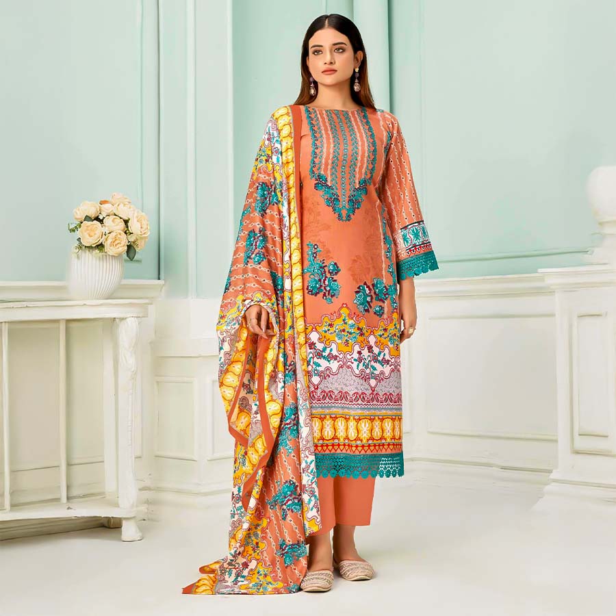 Orange  Cotton Casual Wear Salwar Kameez