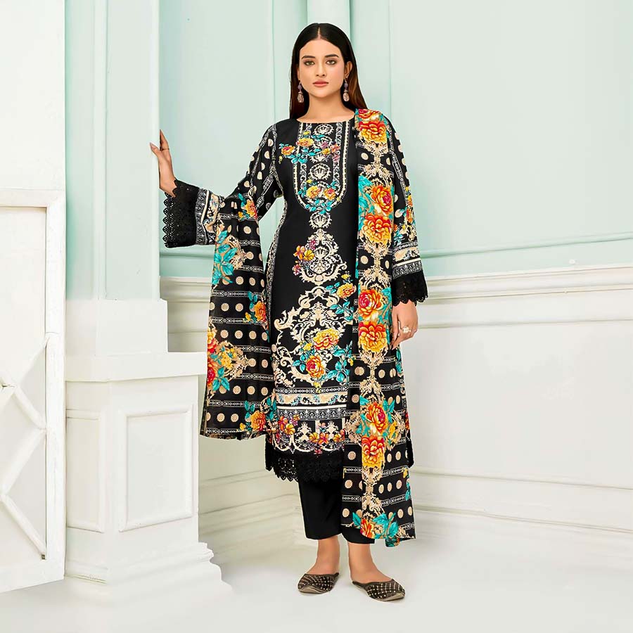 Black  Cotton Casual Wear Salwar Kameez