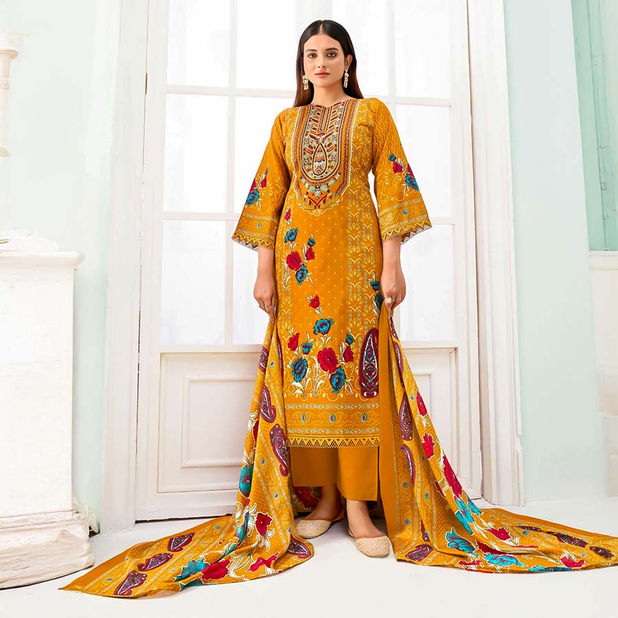 Yellow  Cotton Casual Wear Salwar Kameez
