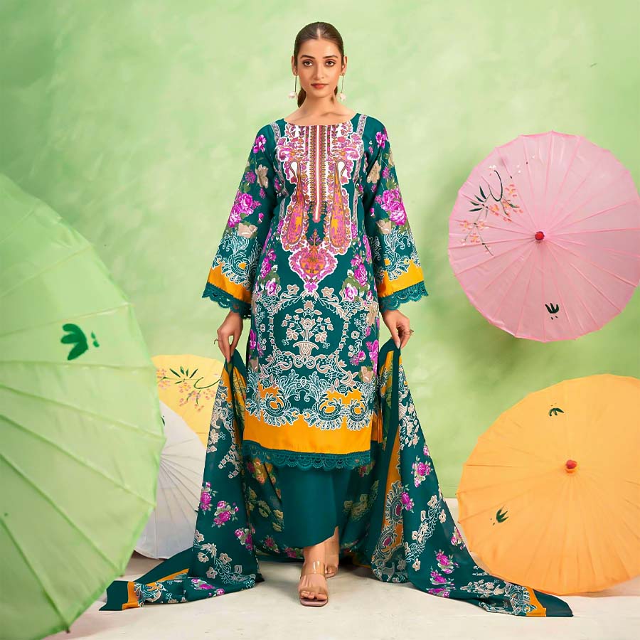 Green  Cotton Casual Wear Salwar Kameez