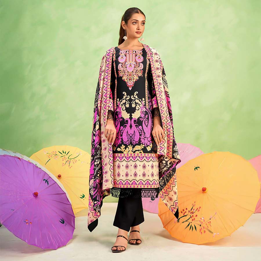 Black  Cotton Casual Wear Salwar Kameez