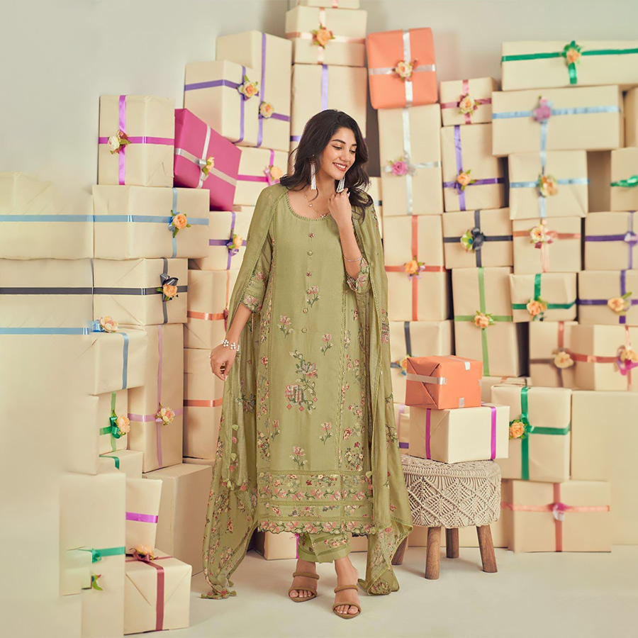 Sea green Silk Designer Suit