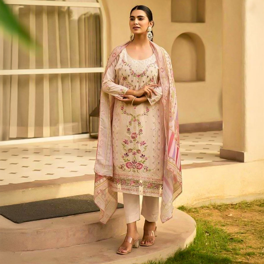 White  Cotton Casual Wear Salwar Kameez