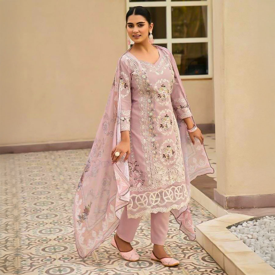 Purple Cotton Casual Wear Salwar Kameez