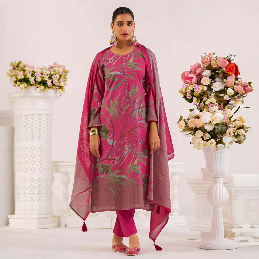 Pink Lawn Cotton Casual Wear Salwar Kameez
