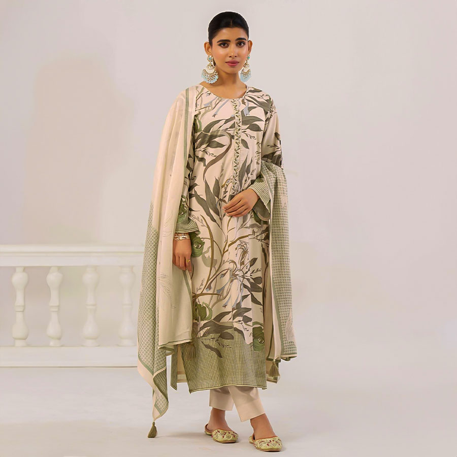 Green  Lawn Cotton Casual Wear Salwar Kameez