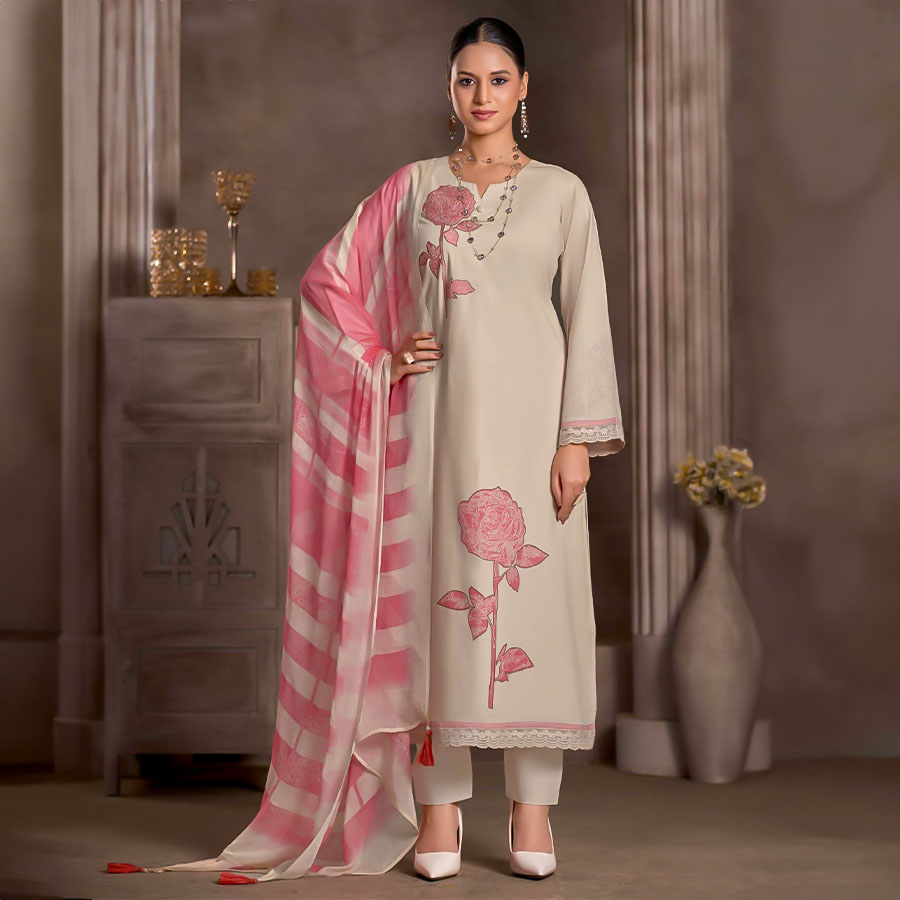 White  Lawn Cotton Casual Wear Salwar Kameez
