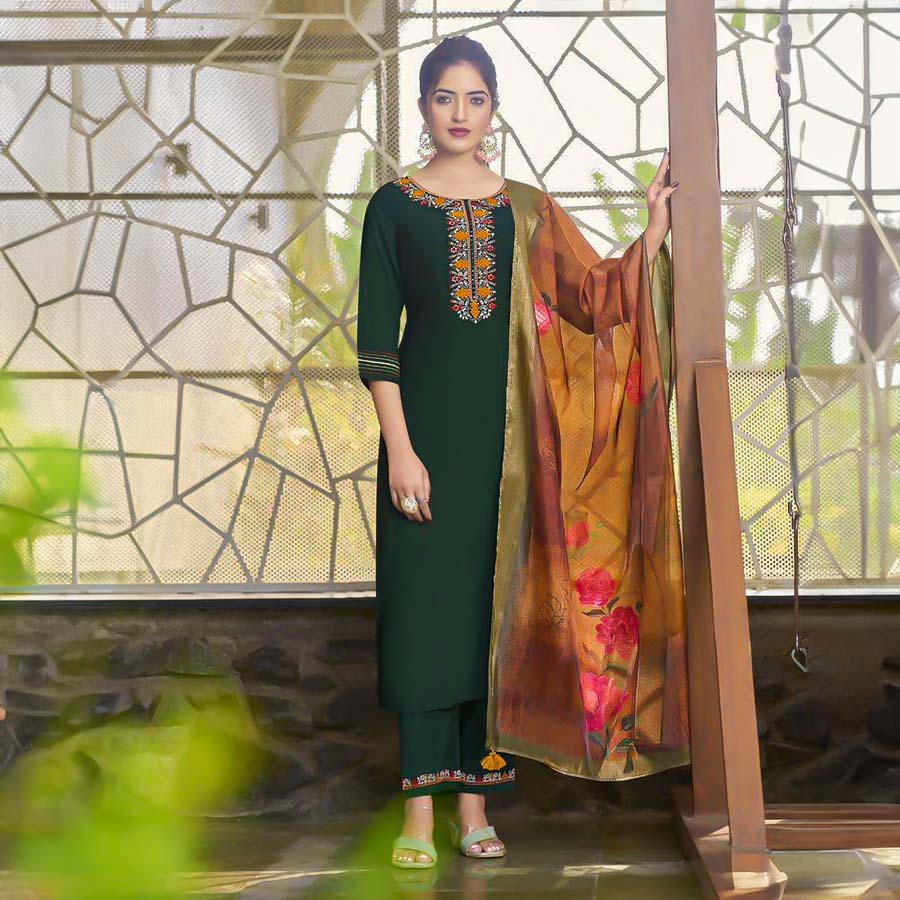 Green  Viscose  Casual Wear Salwar Kameez