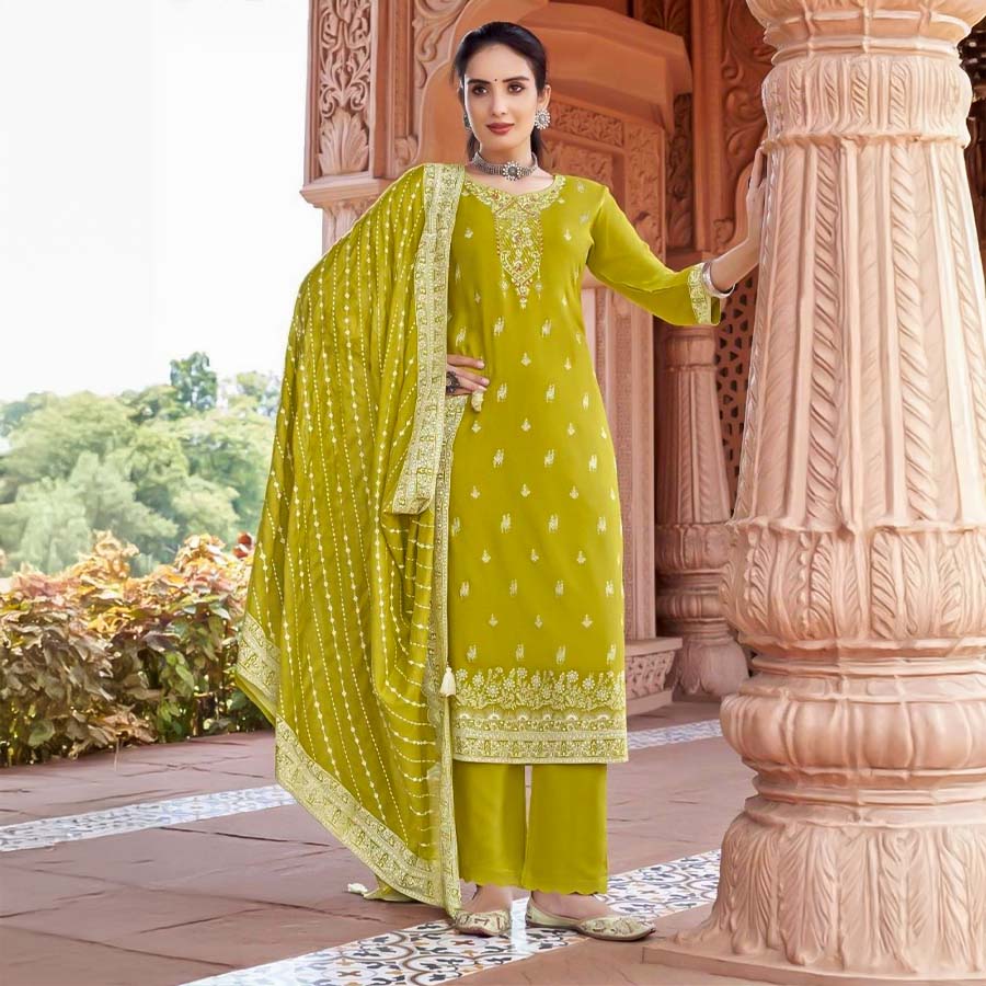 Green  Rayon Casual Wear Salwar Kameez