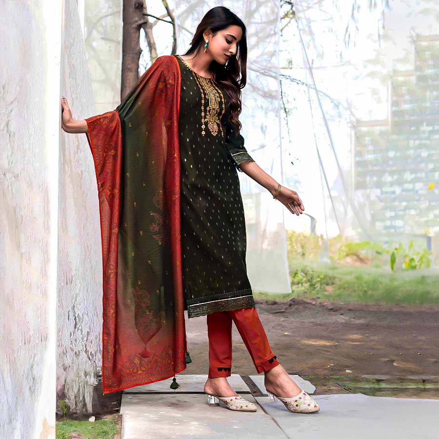 Green Vetican Casual Wear Salwar Kameez