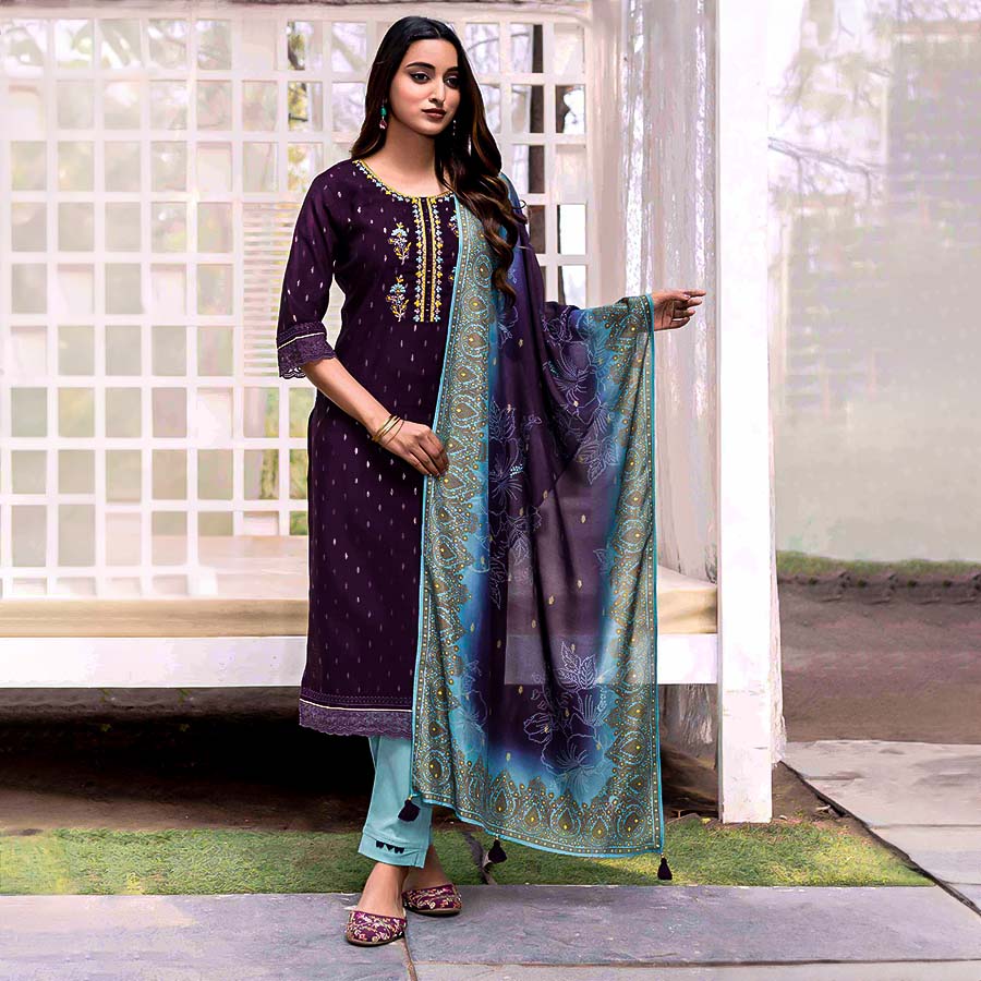 Purple  Vetican Casual Wear Salwar Kameez