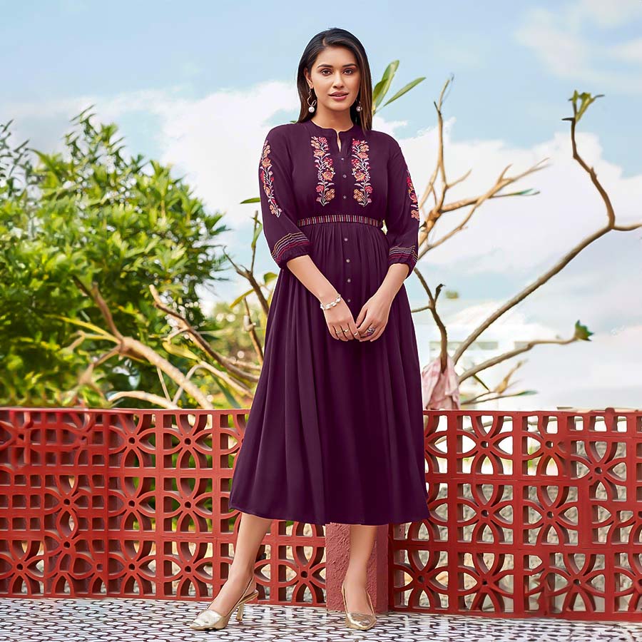 Violet Wrinkle Casual Wear Kurti