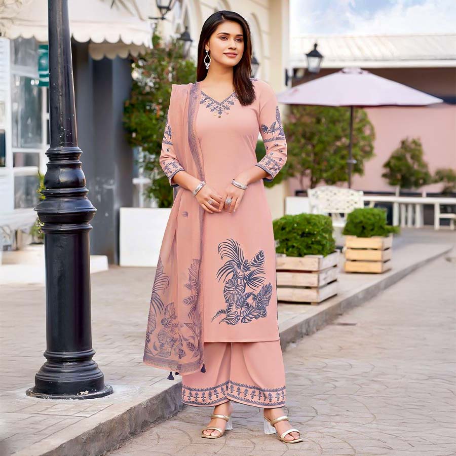 Pink  Rayon Casual Wear Salwar Kameez