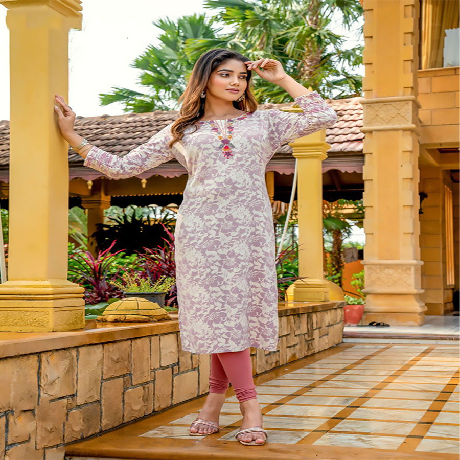 Purple Rayon Casual Kurtis