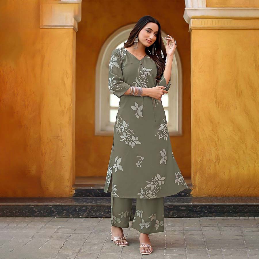 Grey Rayon Casual Wear Kurti