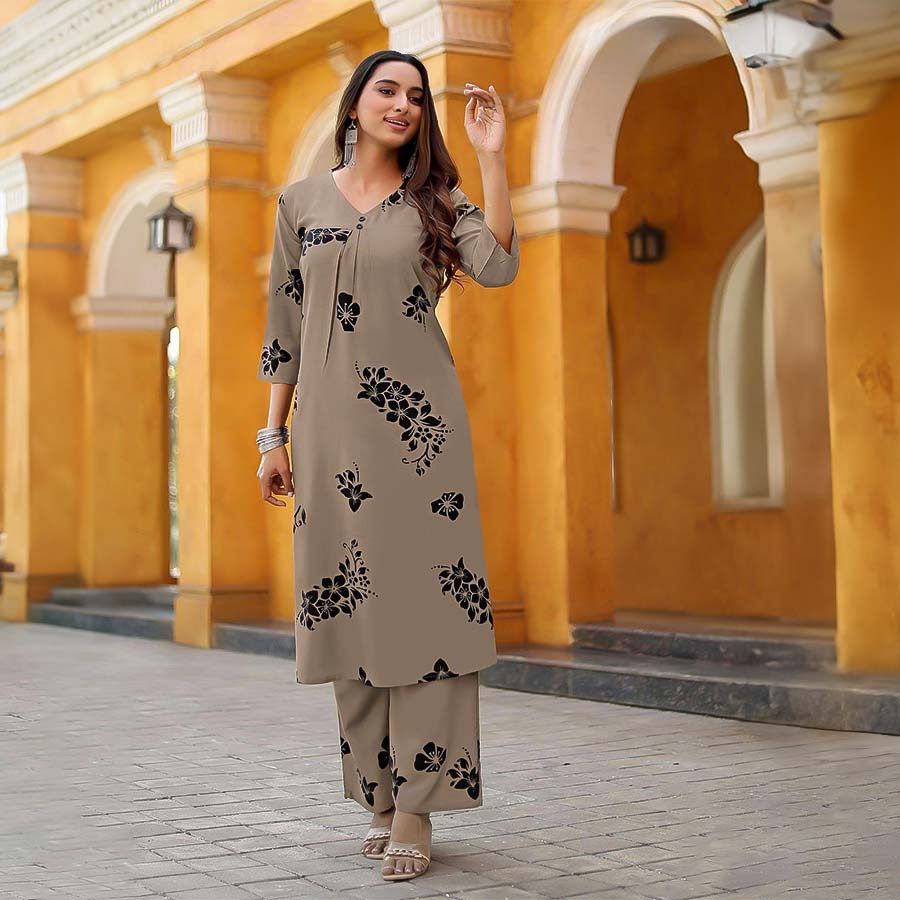 Light Brown Rayon Casual Wear Kurti