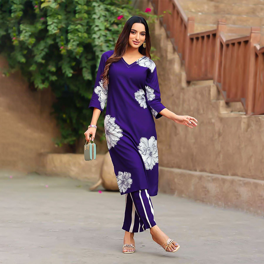 Violet Rayon Casual Wear Kurti