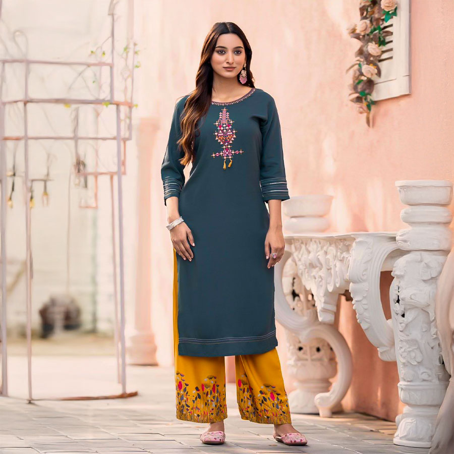 Grey Rayon Casual Wear Kurti