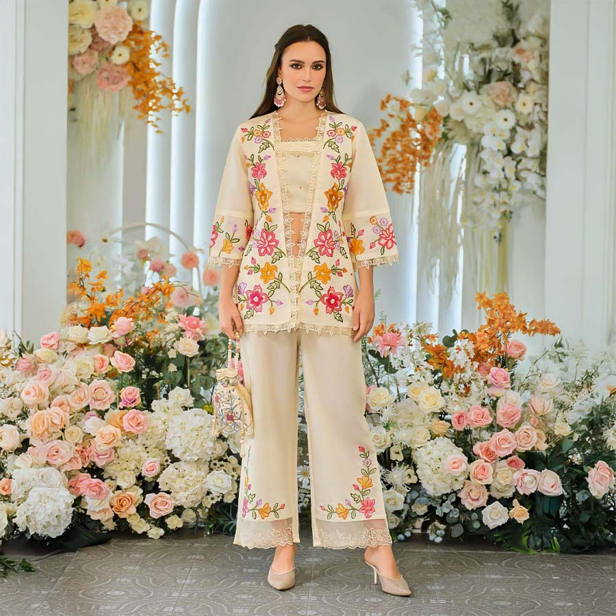 White  Viscose  Party Wear Kurti
