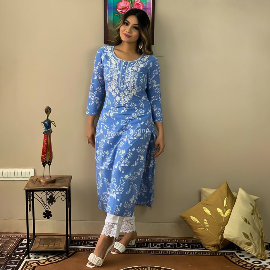 Blue Silk Designer Kurti