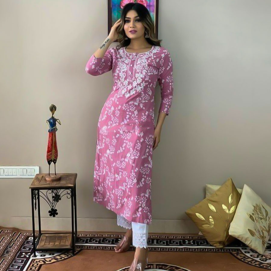 Pink  Silk Designer Kurti