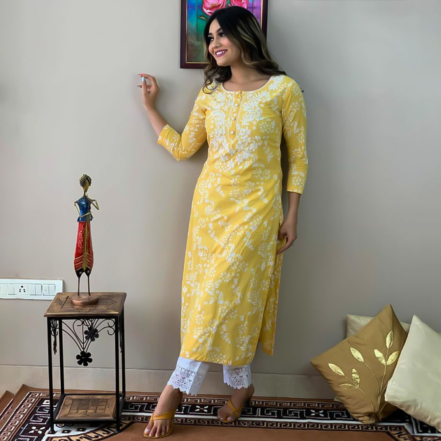 Yellow Silk Designer Kurti