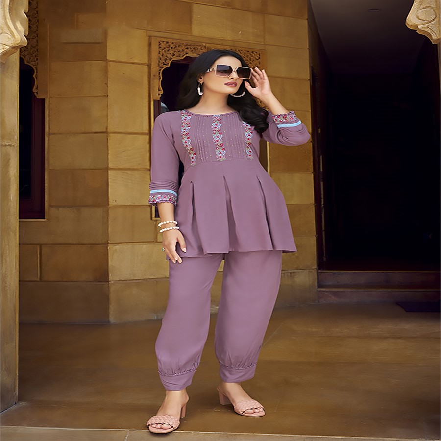 Purple Pure viscose Rayon Casual Kurtis