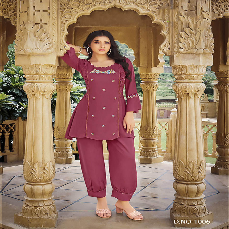 Maroon Pure viscose Rayon Casual Kurtis