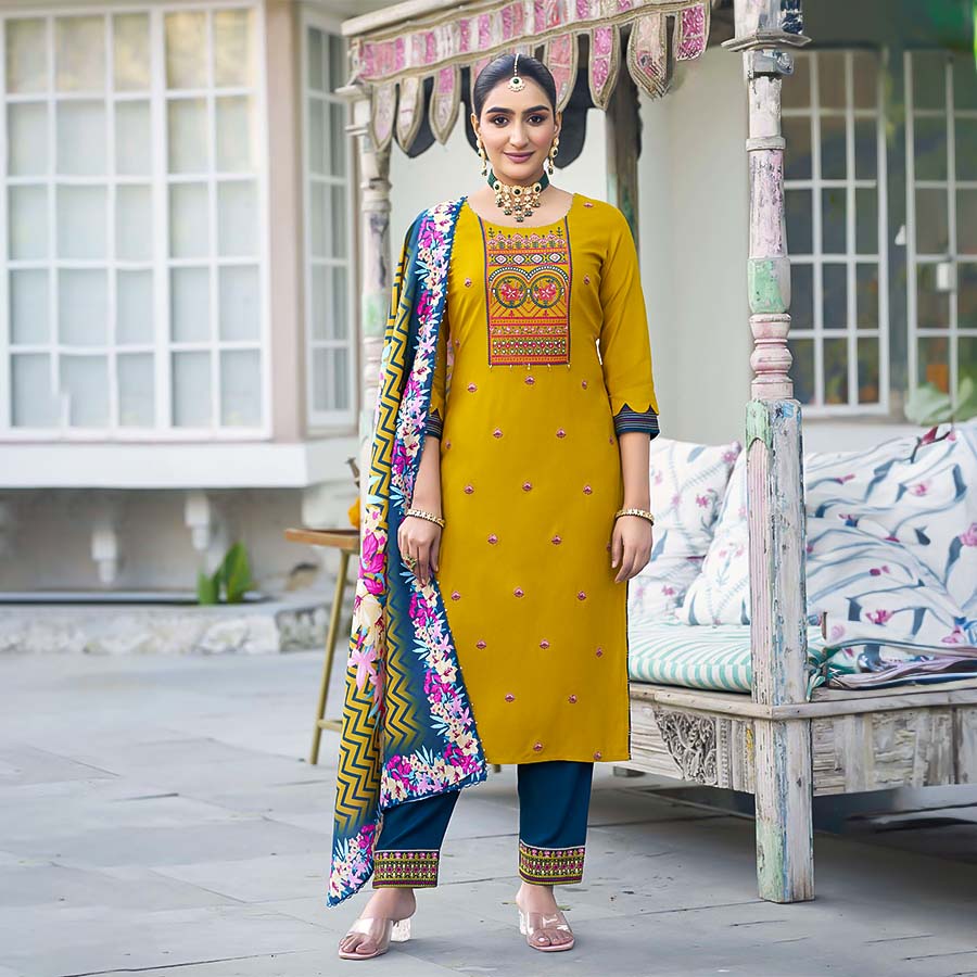 Yellow Rayon Casual Wear Kurti