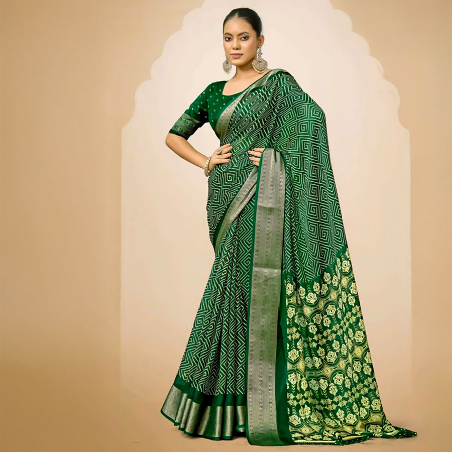 Green  Jacquard Silk Casual Wear Saree