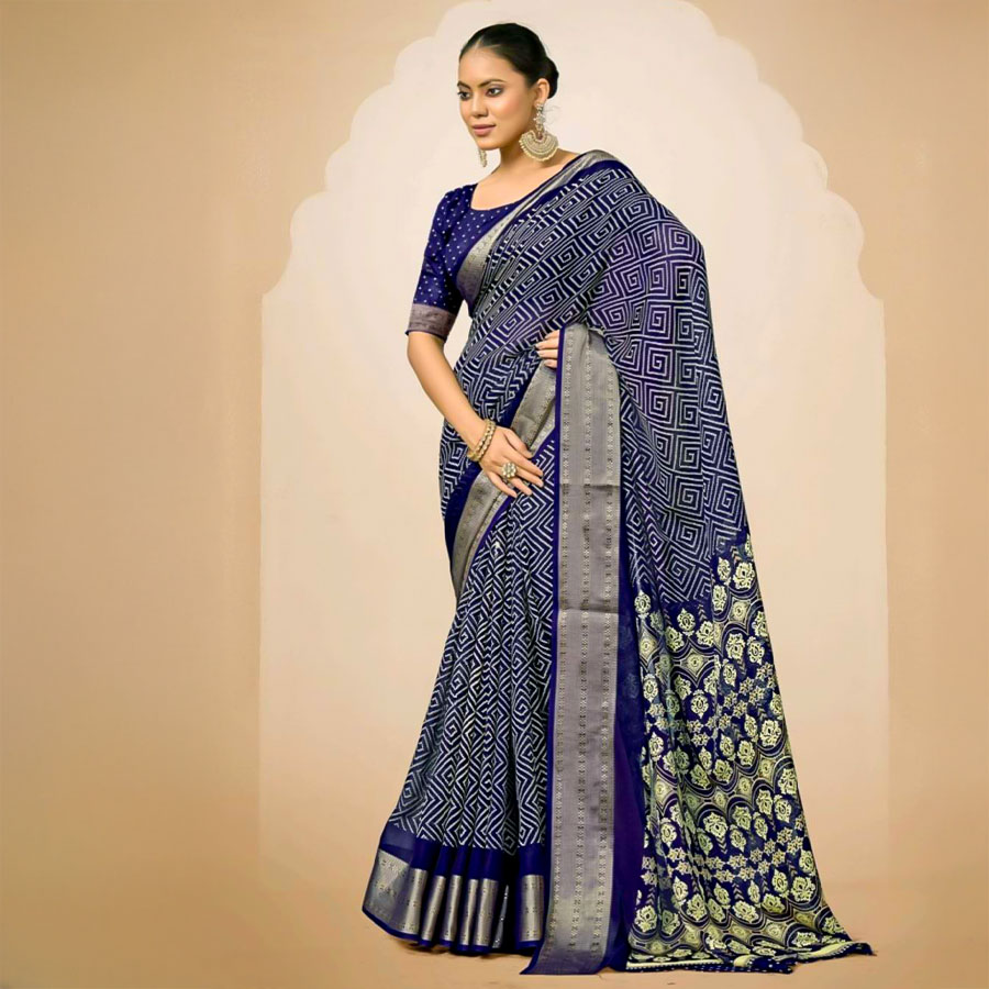 Blue  Jacquard Silk Casual Wear Saree