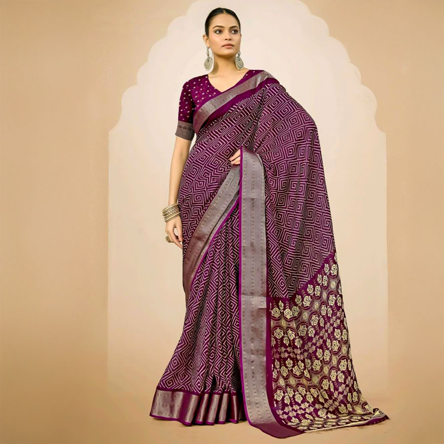 Magenta  Jacquard Silk Casual Wear Saree