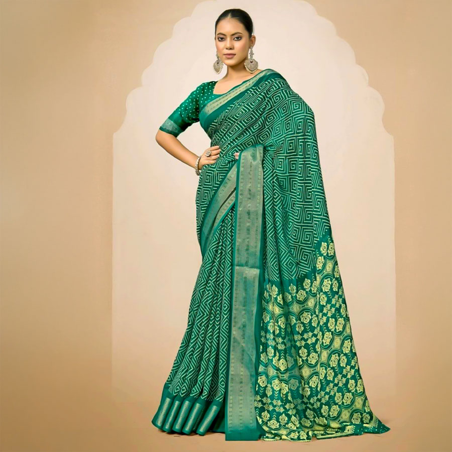 Green  Jacquard Silk Casual Wear Saree