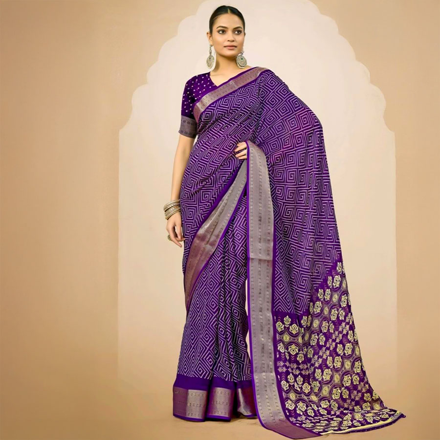 Violet Jacquard Silk Casual Wear Saree