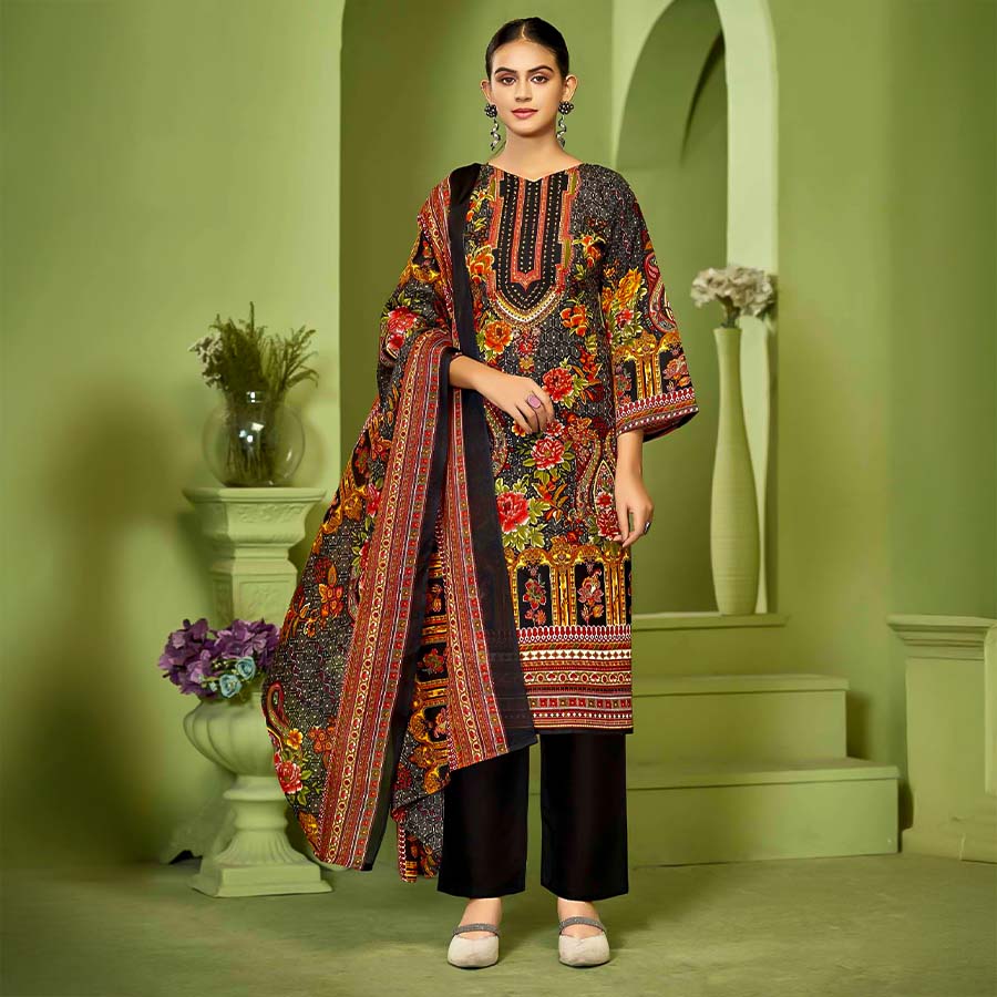 Black  Cotton Printed Salwar Kameez