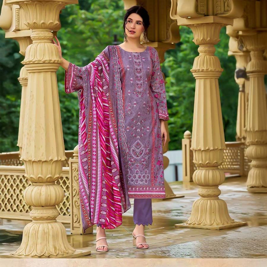Purple  Cambric Casual Wear Salwar Kameez