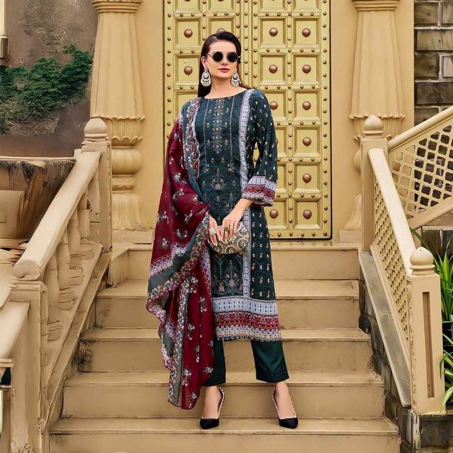 Black  Cambric Casual Wear Salwar Kameez