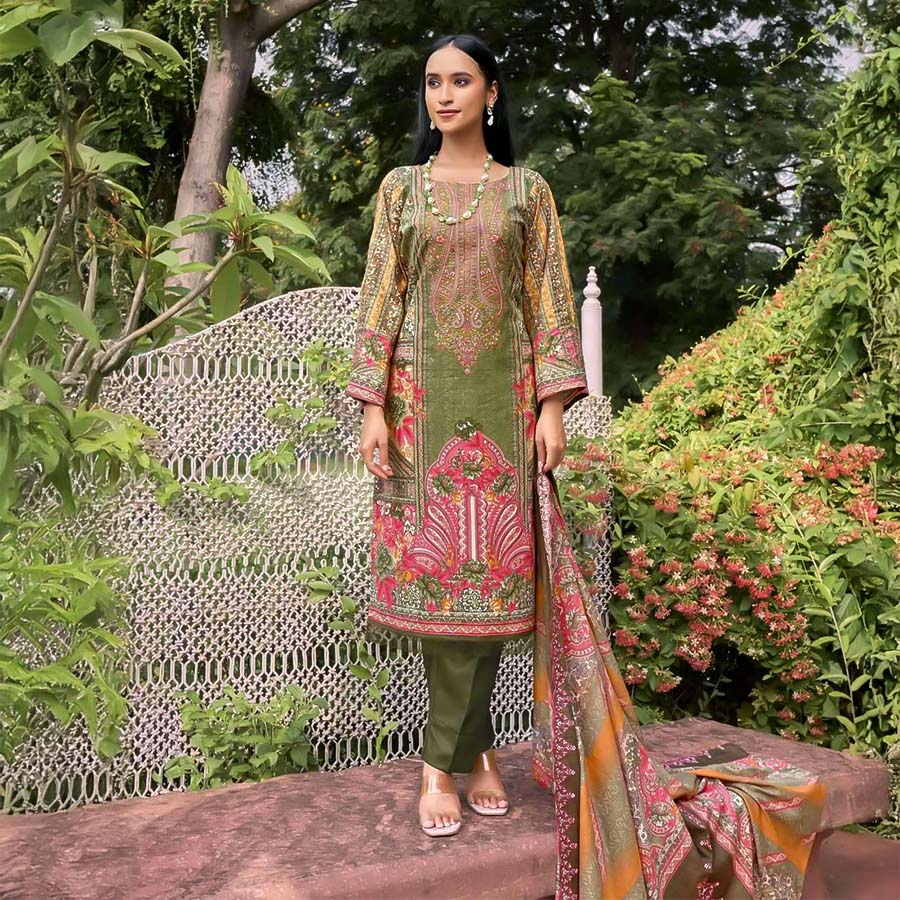 Green Cambric Casual Wear Salwar Kameez