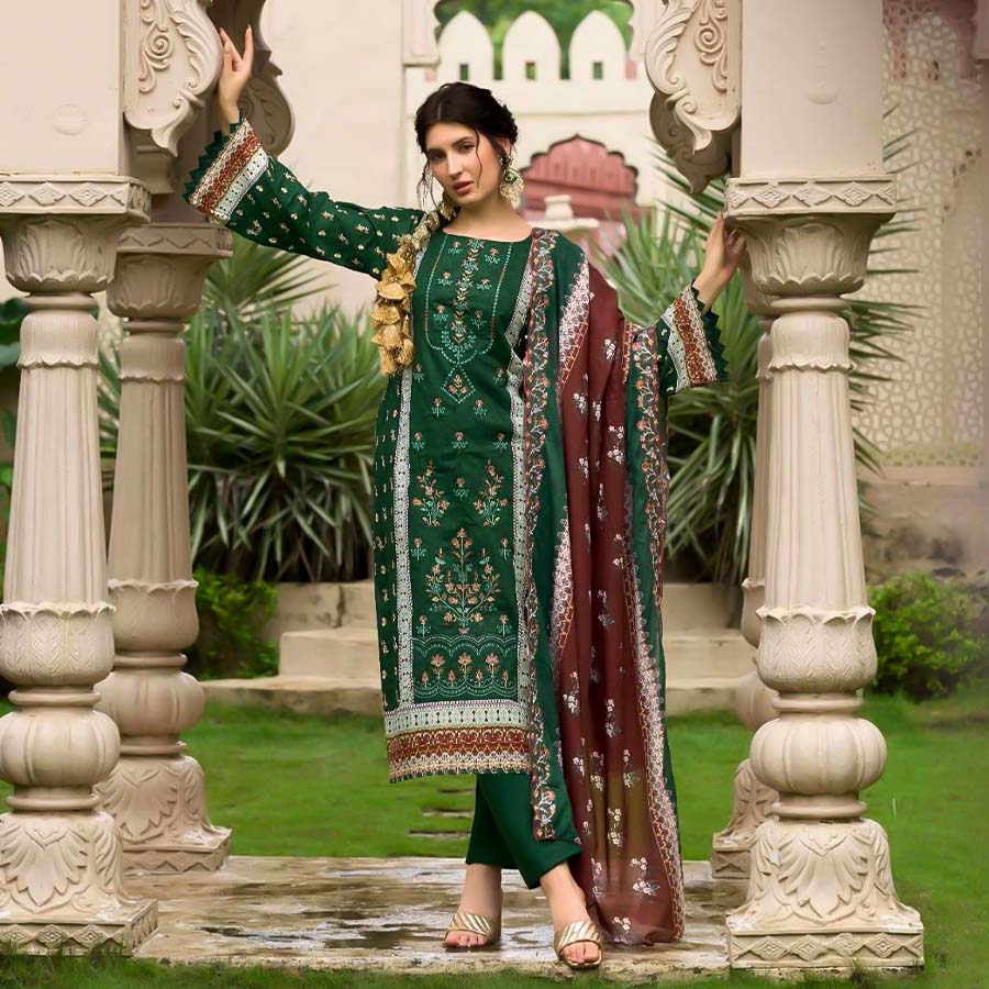 Green  Cambric Casual Wear Salwar Kameez