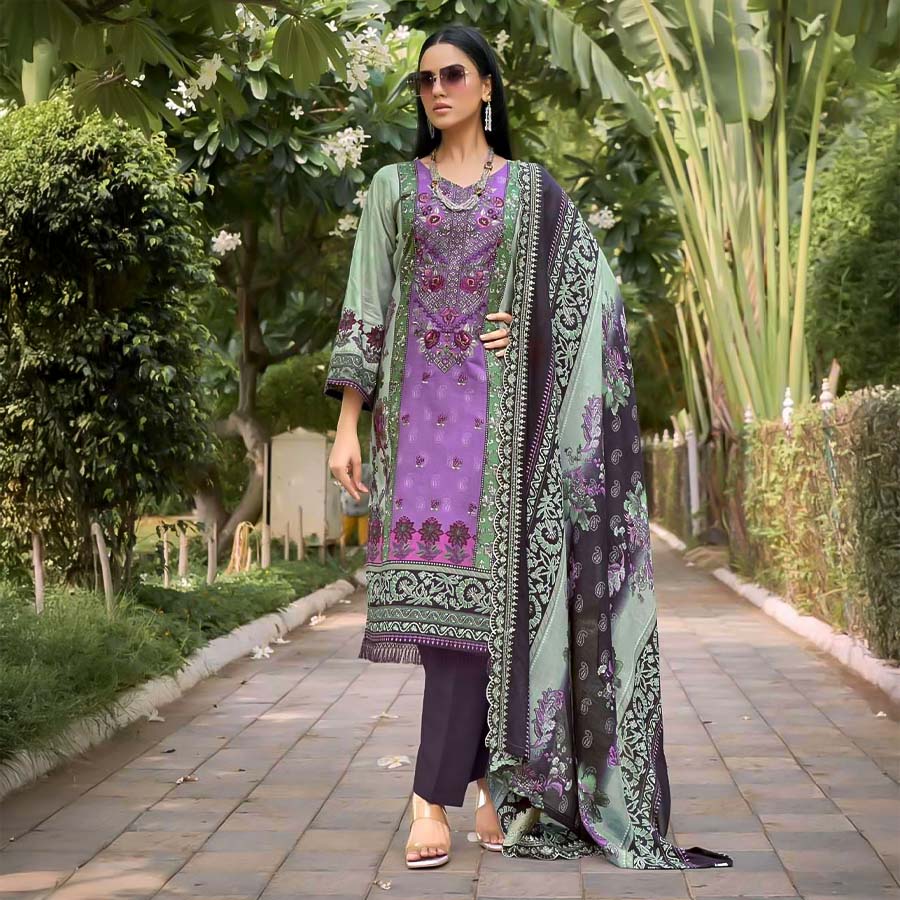 Violet Cambric Casual Wear Salwar Kameez