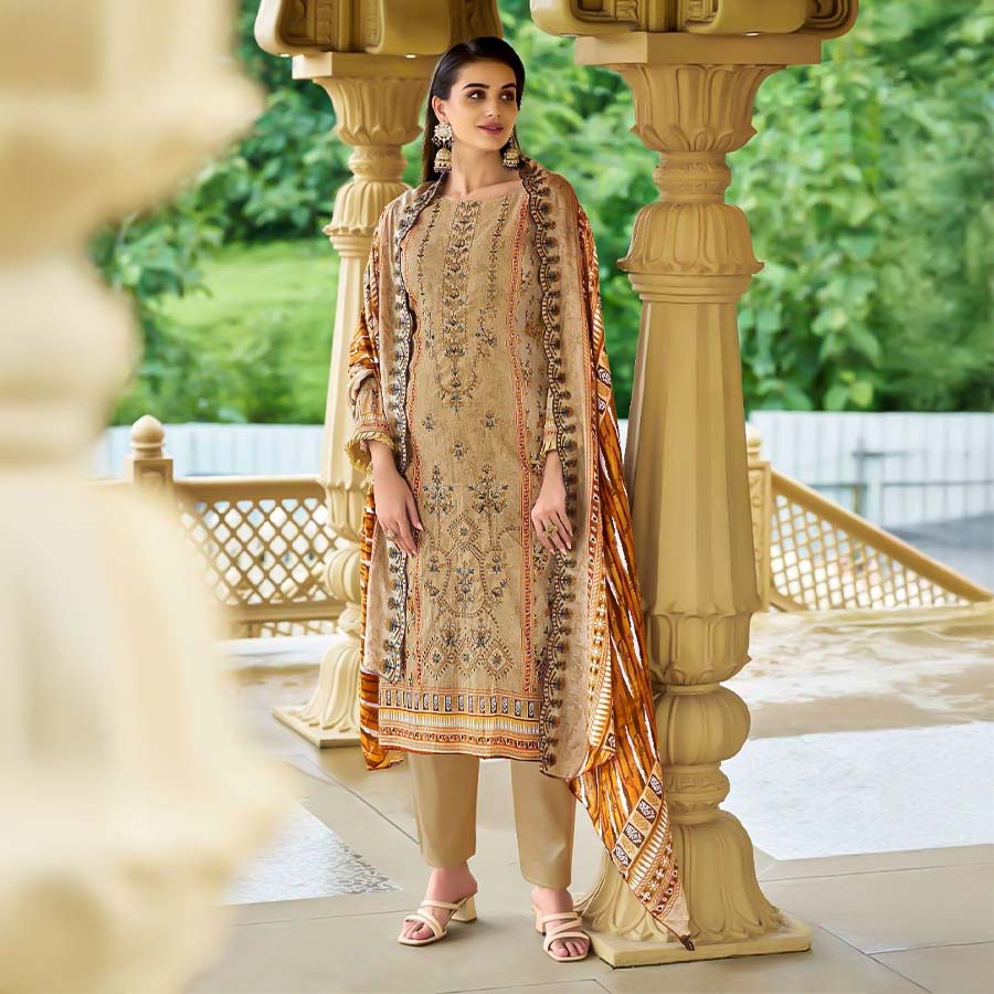 Yellow Cambric Casual Wear Salwar Kameez